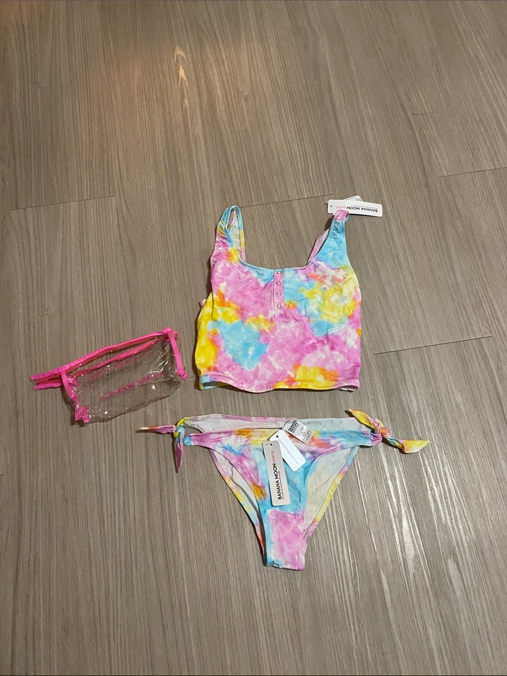 NWT Bananamoon Pastel Tie-Dye Bikini with Pink Accents